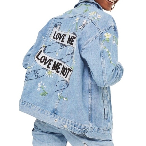 Topshop Jackets & Blazers - Topshop Love Me Not Denim Moto Jacket size M/10